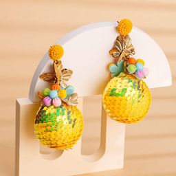 Yellow Chimes Gold Plated Contemporary Beaded Drop Earrings-35