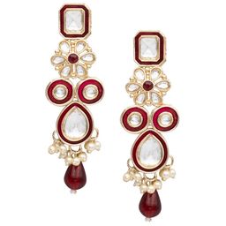 Shining Jewel - By Shivansh Gold Plated Kundan Studded Drop Earrings-image-74