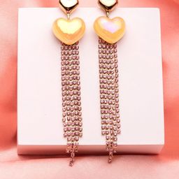 Yellow Chimes Gold-Toned Contemporary Drop Earrings-11