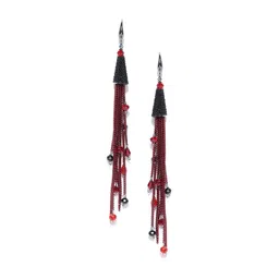 Designs By Jewels Galaxy Red & Grey Silver-plated Drop Earrings-image-38