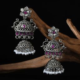Fida Gold Plated Floral Jhumkas Earrings-49