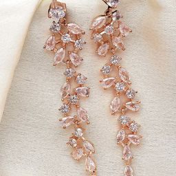 KARATCART Rose Gold-Plated Cubic Zirconia Contemporary Drop Earrings-41