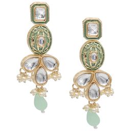 Shining Jewel - By Shivansh Gold-Plated Contemporary Drop Earrings-image-66
