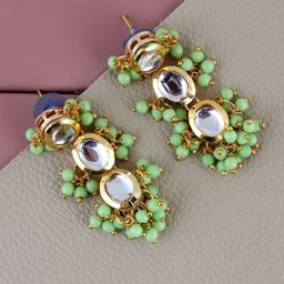 LUCKY JEWELLERY Gold Plated Drop Earrings-image-77
