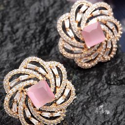 KARATCART Rose Gold Classic Rose Gold Plated Studs Earrings-42