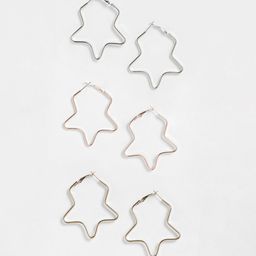 EL REGALO Gold-Toned & Silver-Toned Star Shaped Studs Earrings-8