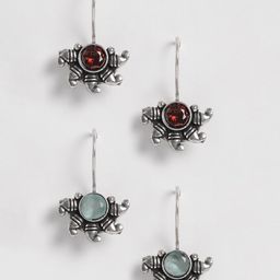 EL REGALO Silver-Toned & Blue Pack Of 2 Contemporary Drop Earrings-44