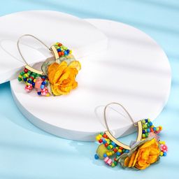 Yellow Chimes Multicoloured Contemporary Hoop Earrings-3