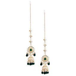 Shining Jewel - By Shivansh Gold Plated Dome Shaped Kundhan Studded & beaded Jhumkas-image-74