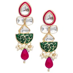 Shining Jewel - By Shivansh Gold Plated Kundan Studded Drop Earrings-image-72