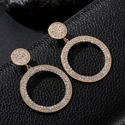 Designs By Jewels Galaxy Gold-Plated & White Contemporary Drop Earrings-image-36