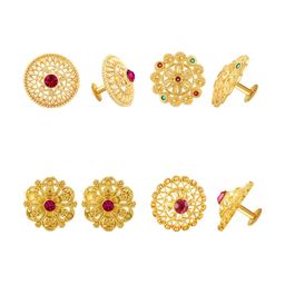 Vighnaharta Set of 4 Gold-Plated Cubic Zirconia-Studded Studs Earrings-image-12