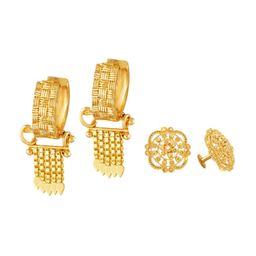 Vighnaharta Set Of 2 Gold-Plated Floral Brass Drop Earrings-32
