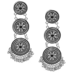Shining Jewel - By Shivansh Antique Silver Plated Drop Earrings-image-57