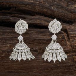 Kushal's Fashion Jewellery Rhodium-Plated Cubic Zirconia Studded Classic Jhumkas-picture-5
