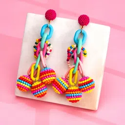 Yellow Chimes Multicoloured Contemporary Hoop Earrings-5