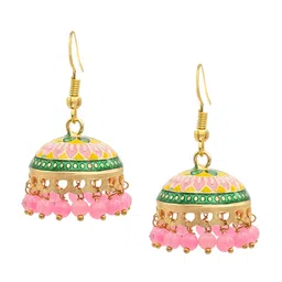 Shining Jewel - By Shivansh Gold Plated Dome Shaped Jhumkas Earrings-image-77