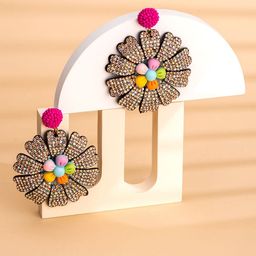 Yellow Chimes Multicoloured Contemporary Drop Earrings-image-12