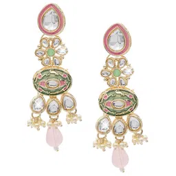 Shining Jewel - By Shivansh Gold-Plated Contemporary Drop Earrings-image-64
