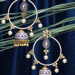 KARATCART Purple Contemporary Gold Plated Jhumkas Earrings-31