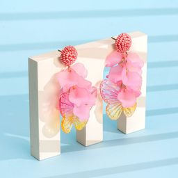 Yellow Chimes Pink Contemporary Studs Earrings-image-5