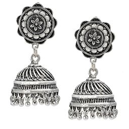 Yellow Chimes Silver-Toned Contemporary Jhumkas Earrings-image-60