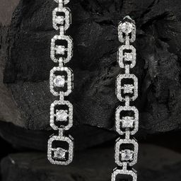 KARATCART Silver-Plated Cubic Zirconia Contemporary Drop Earrings-22