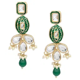 Shining Jewel - By Shivansh Gold Plated Kundan Drop Earrings-image-66