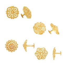 Vighnaharta Gold-Toned Floral Hoop Earrings-image-28