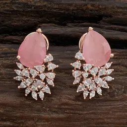 Kushal's Fashion Jewellery Rose Gold-Plated Classic Cubic Zirconia Studded Studs-12