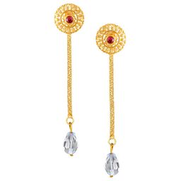 Vighnaharta Gold-Toned Floral Drop Earrings-image-74