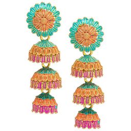 Shining Jewel - By Shivansh Gold Plated Dome Shaped Drop Earrings-8