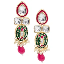 Shining Jewel - By Shivansh Gold-Plated Contemporary Drop Earrings-image-83
