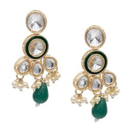 Shining Jewel - By Shivansh Gold Plated Kundan Drop Earrings-image-71