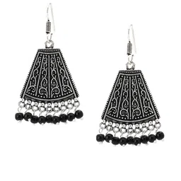 Yellow Chimes Silver-Toned Contemporary Jhumkas Earrings-image-95
