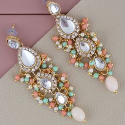 LUCKY JEWELLERY Gold Plated Drop Earrings-image-67