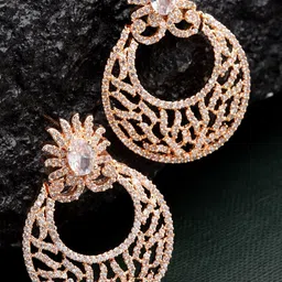 KARATCART Rose Gold Plated Classic Drop Earrings-picture-19