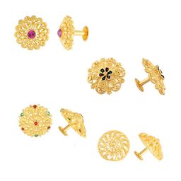 Vighnaharta Gold-Toned Floral Hoop Earrings-image-26