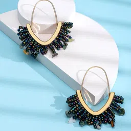 Yellow Chimes Black Contemporary Chandbalis Earrings-image-9