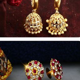 Vighnaharta Gold-Toned Floral Drop Earrings-image-27
