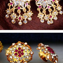 Vighnaharta Gold-Toned Floral Drop Earrings-image-16