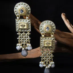 Fida Gold Plated Contemporary Drop Earrings-image-21