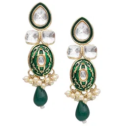 Shining Jewel - By Shivansh Gold Plated Kundan Studded Drop Earrings-image-69