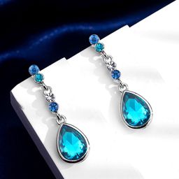Yellow Chimes Blue Contemporary Drop Earrings-35