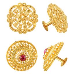 Vighnaharta Set Of 2 Gold Plated Floral Studs Earrings-image-91