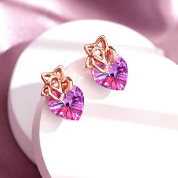 Yellow Chimes Pink Contemporary Studs Earrings-image-11