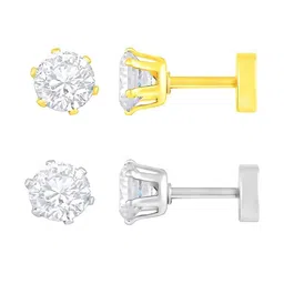 KARISHMA KREATIONS Set Of 2 Silver-Plated Cubic Zirconia Contemporary Studs-18