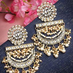 KARATCART Gold-Toned Contemporary Drop Earrings-40