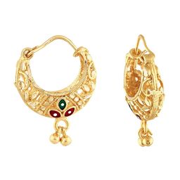 Vighnaharta Gold-Toned Floral Hoop Earrings-image-4