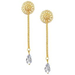 Vighnaharta Gold Plated Floral Studs Earrings With Removable Chain Drop-76